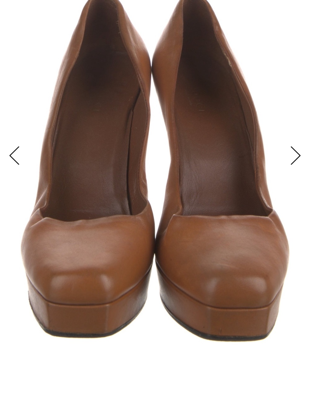 Gucci Brown Leather Platform Pumps